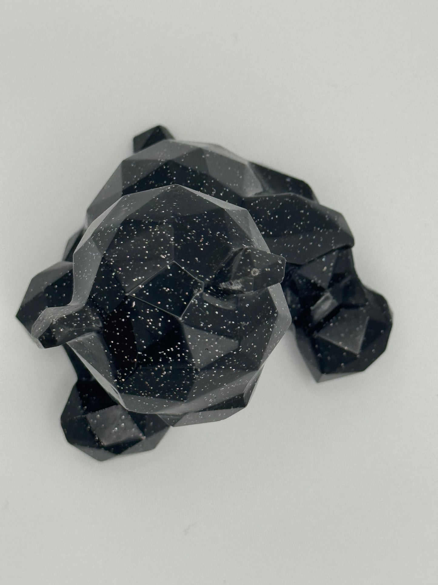 Black and glitter resin geometric teddy bear ornament