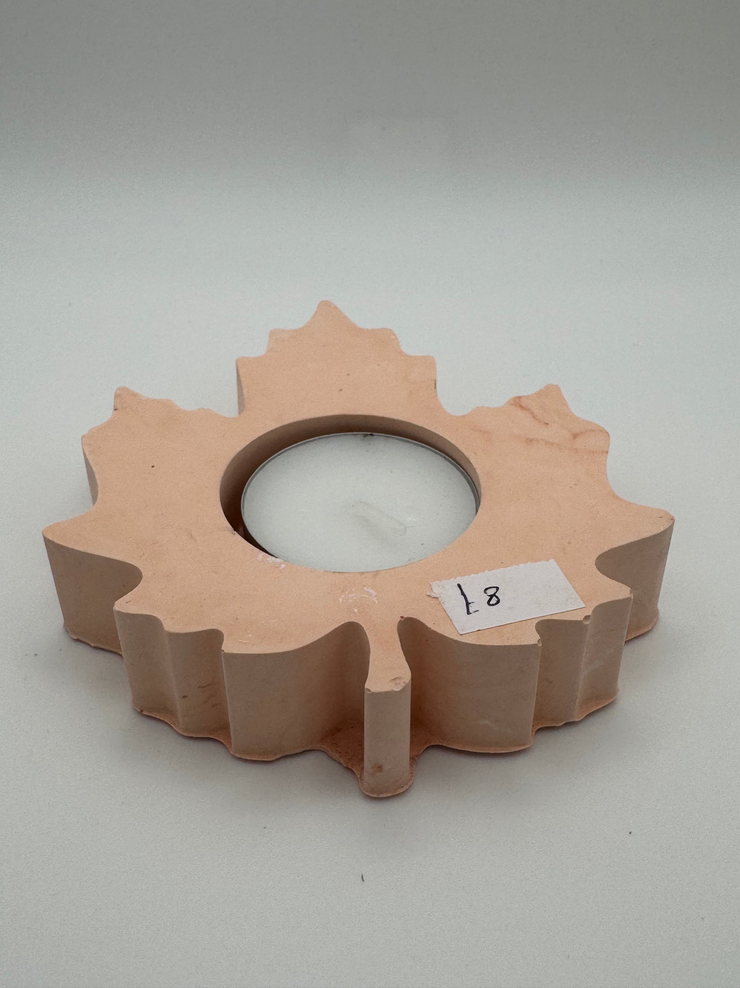 Resincrete orange/brown maple leaf tealight holder