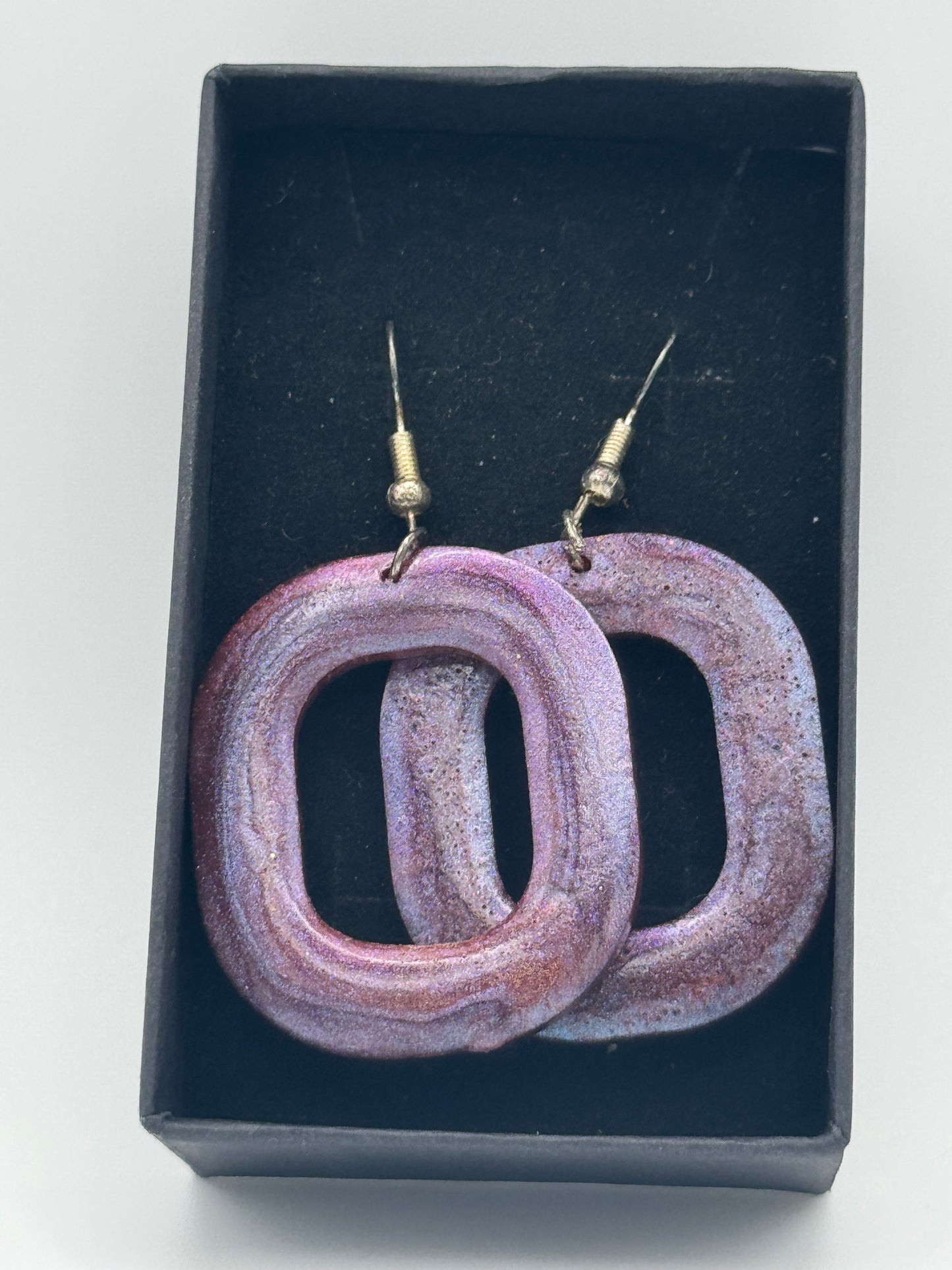 Purple long resin earrings
