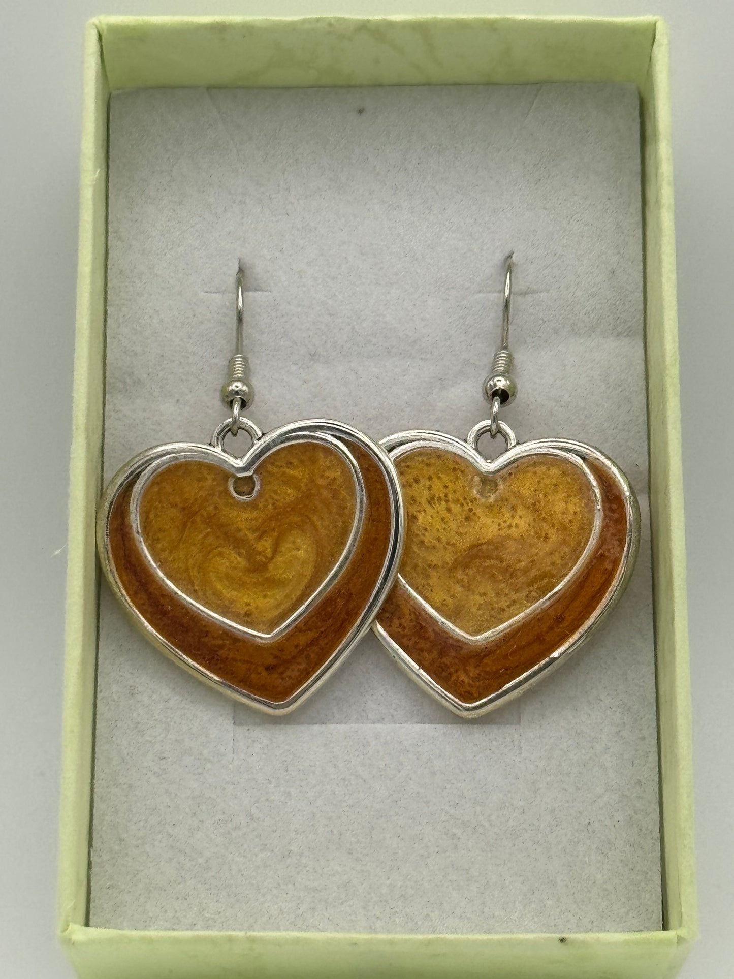 Gold resin and metal bezel earrings