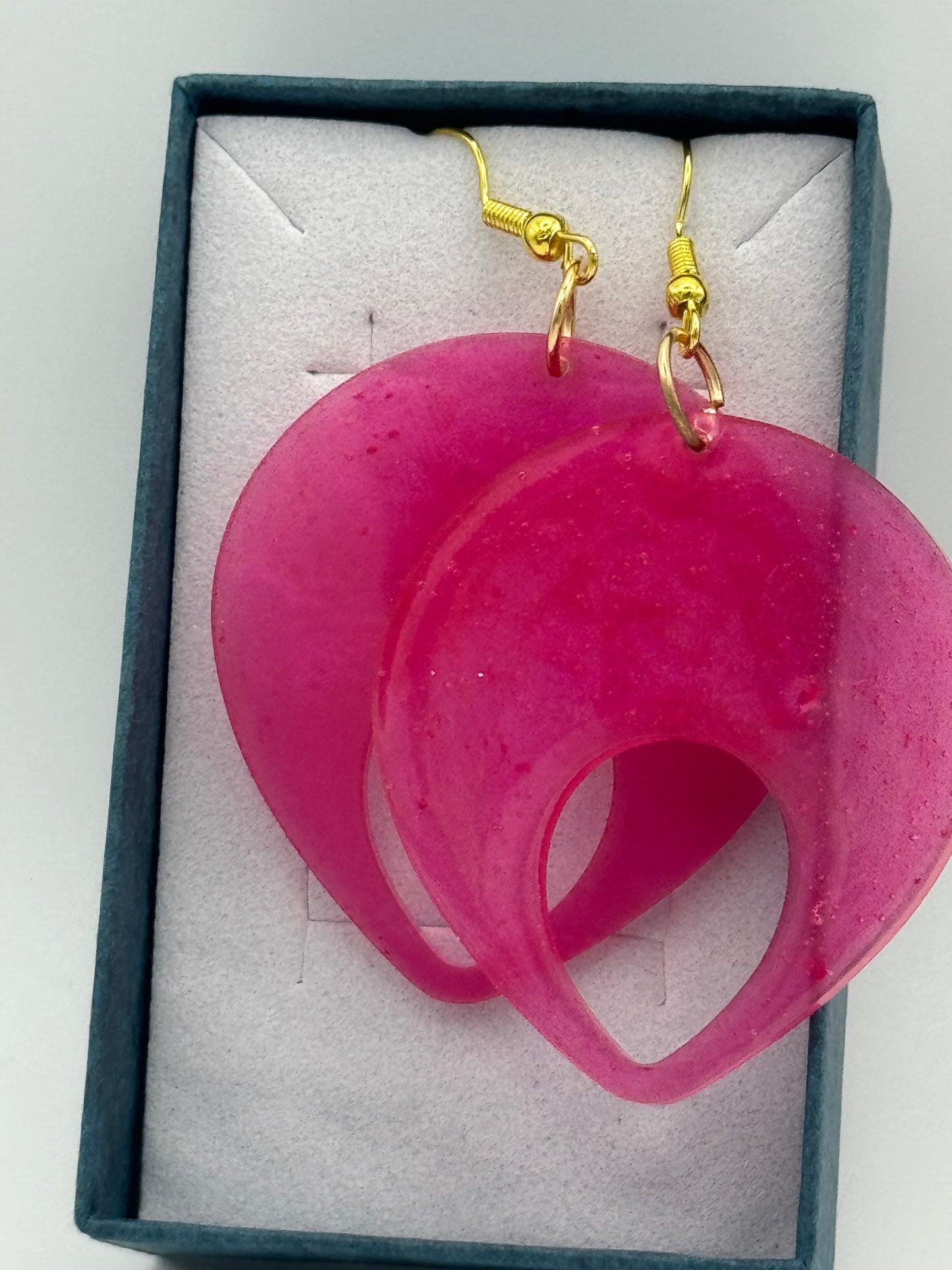 Pink resin long earrings