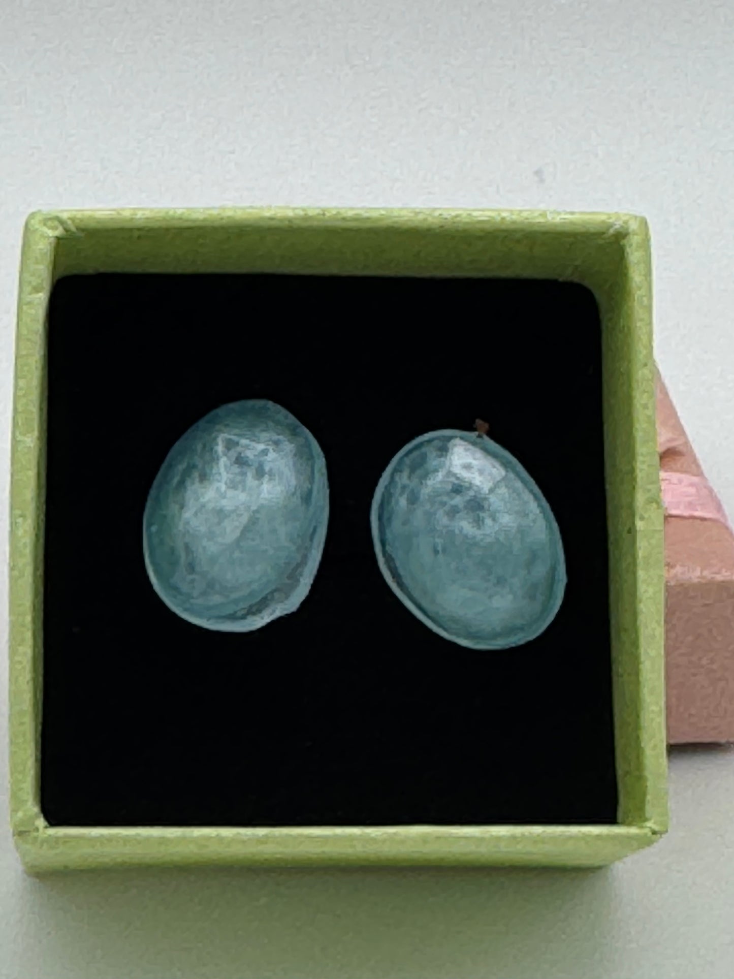 Light Blue resin oval shaped stud earrings