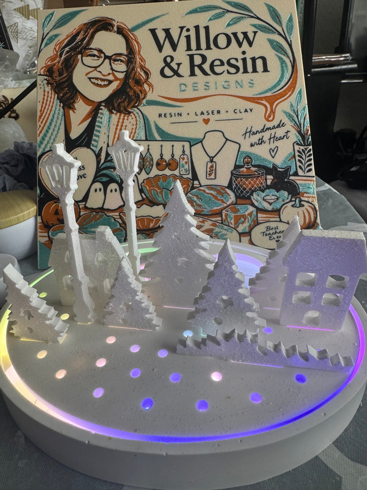 Light up eco resin Christmas village | Willow & Resin Designs