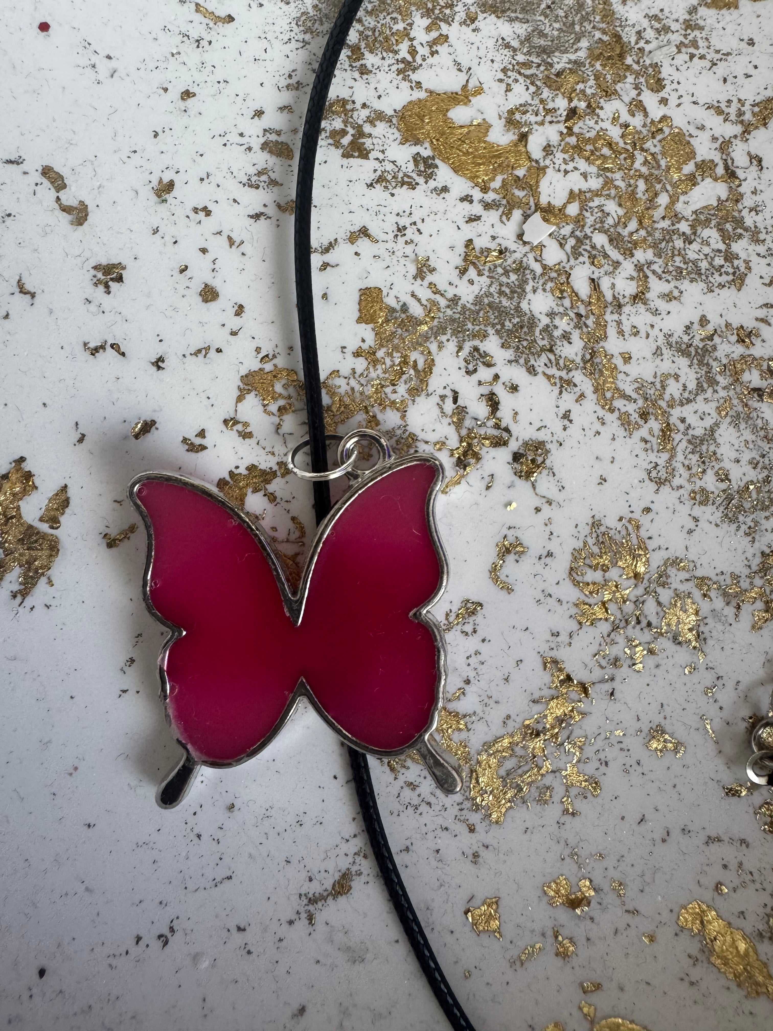 Butterfly shaped bezel necklace