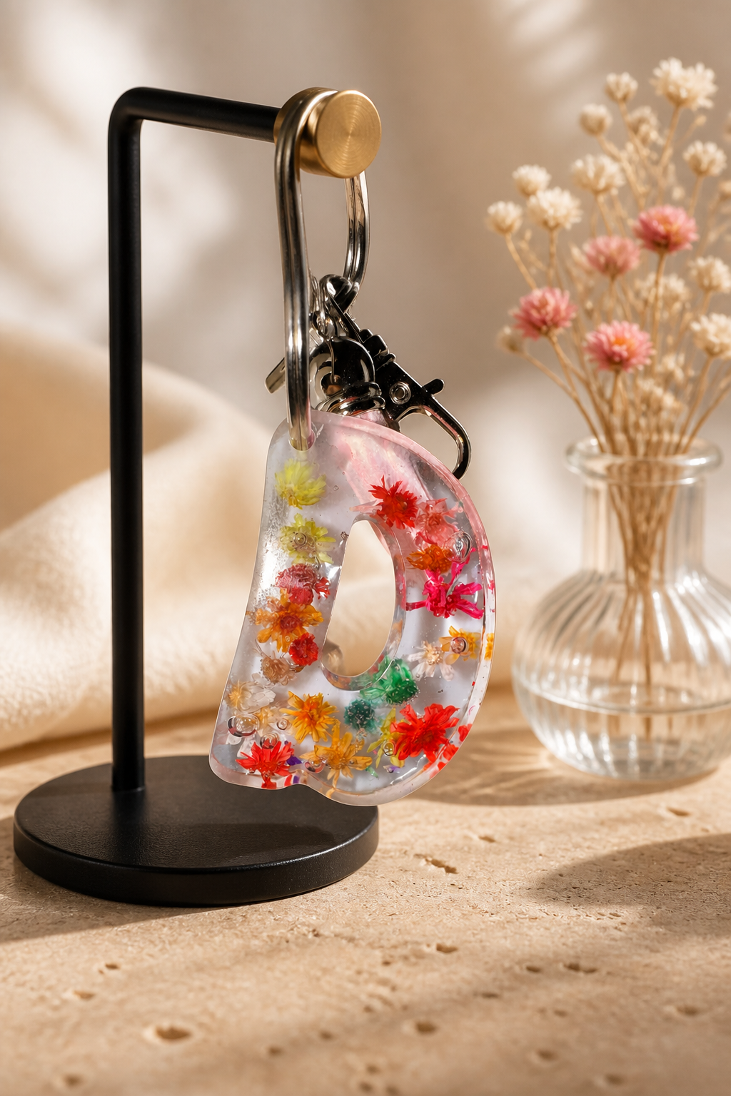 Flower letter keyrings