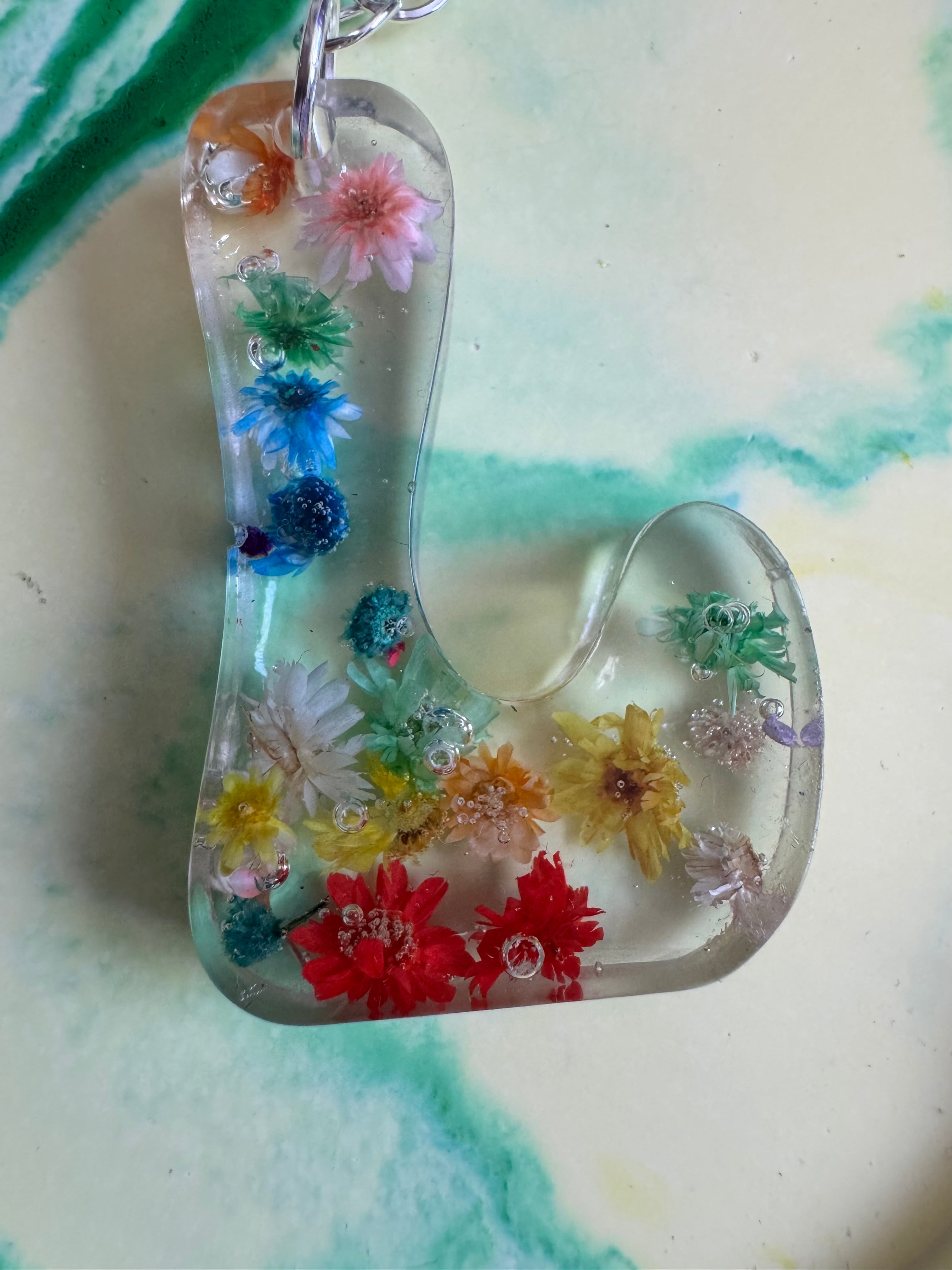 Flower letter keyrings
