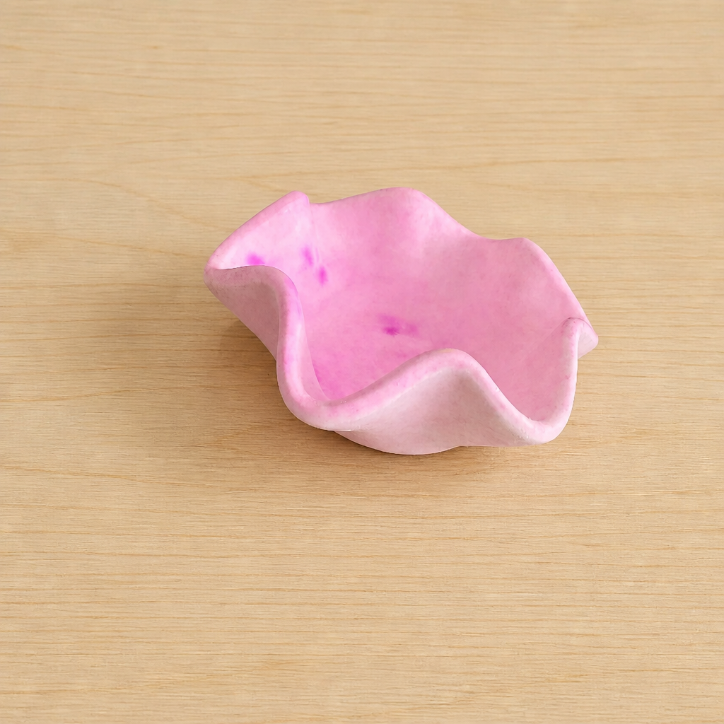 Pink handmade trinket tray in eco resin