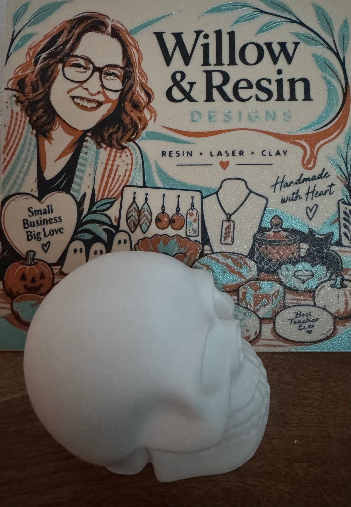 Hand poured eco resin skull ornament – photo 2 | Willow & Resin Designs