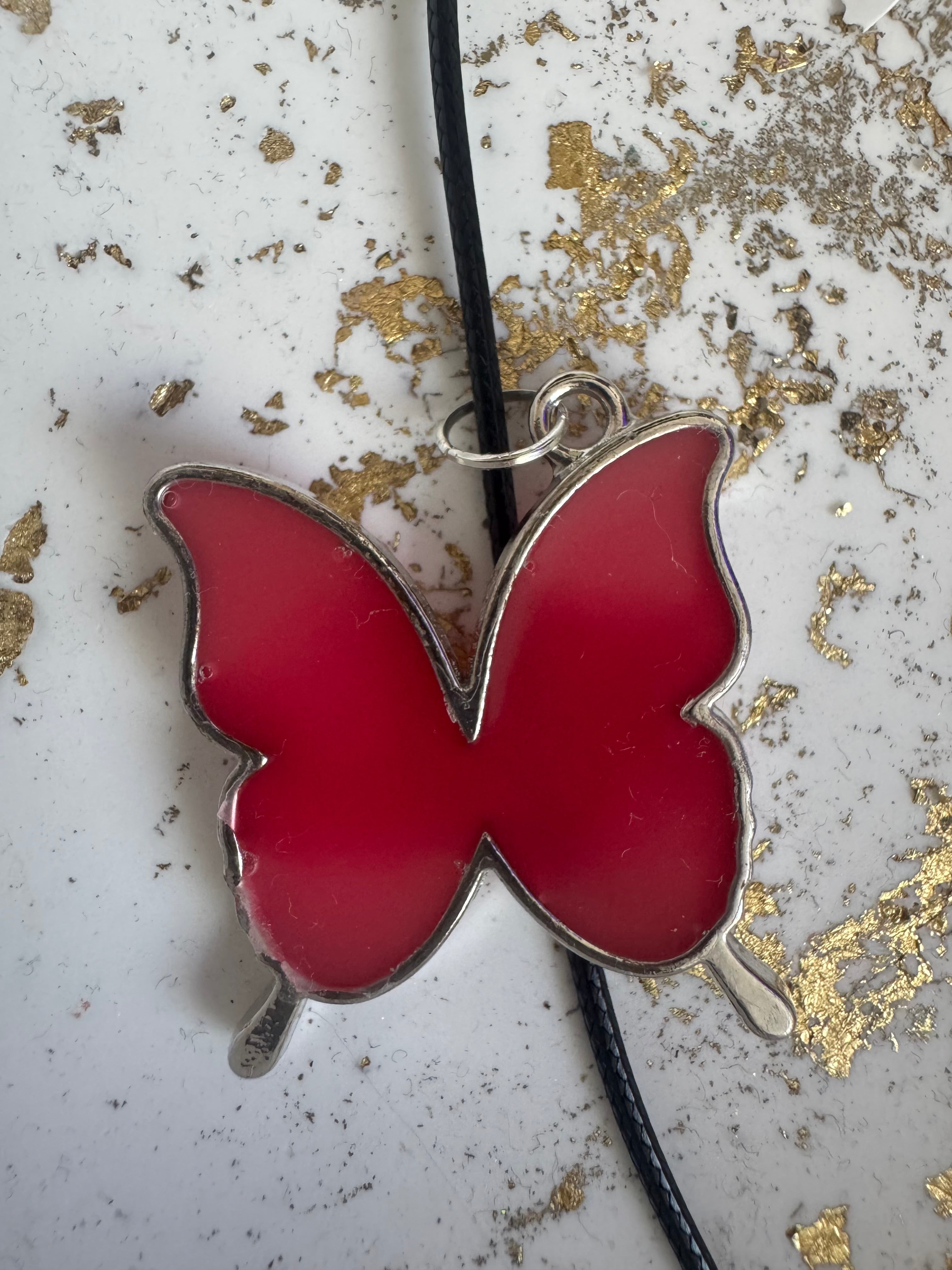 Butterfly shaped bezel necklace