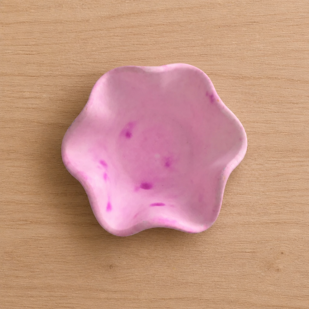 Pink handmade trinket tray in eco resin