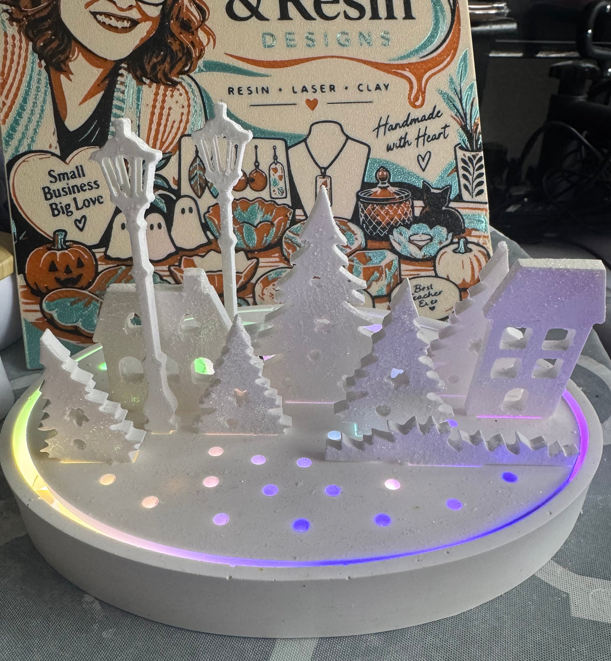 Light up eco resin Christmas village – photo 2 | Willow & Resin Designs