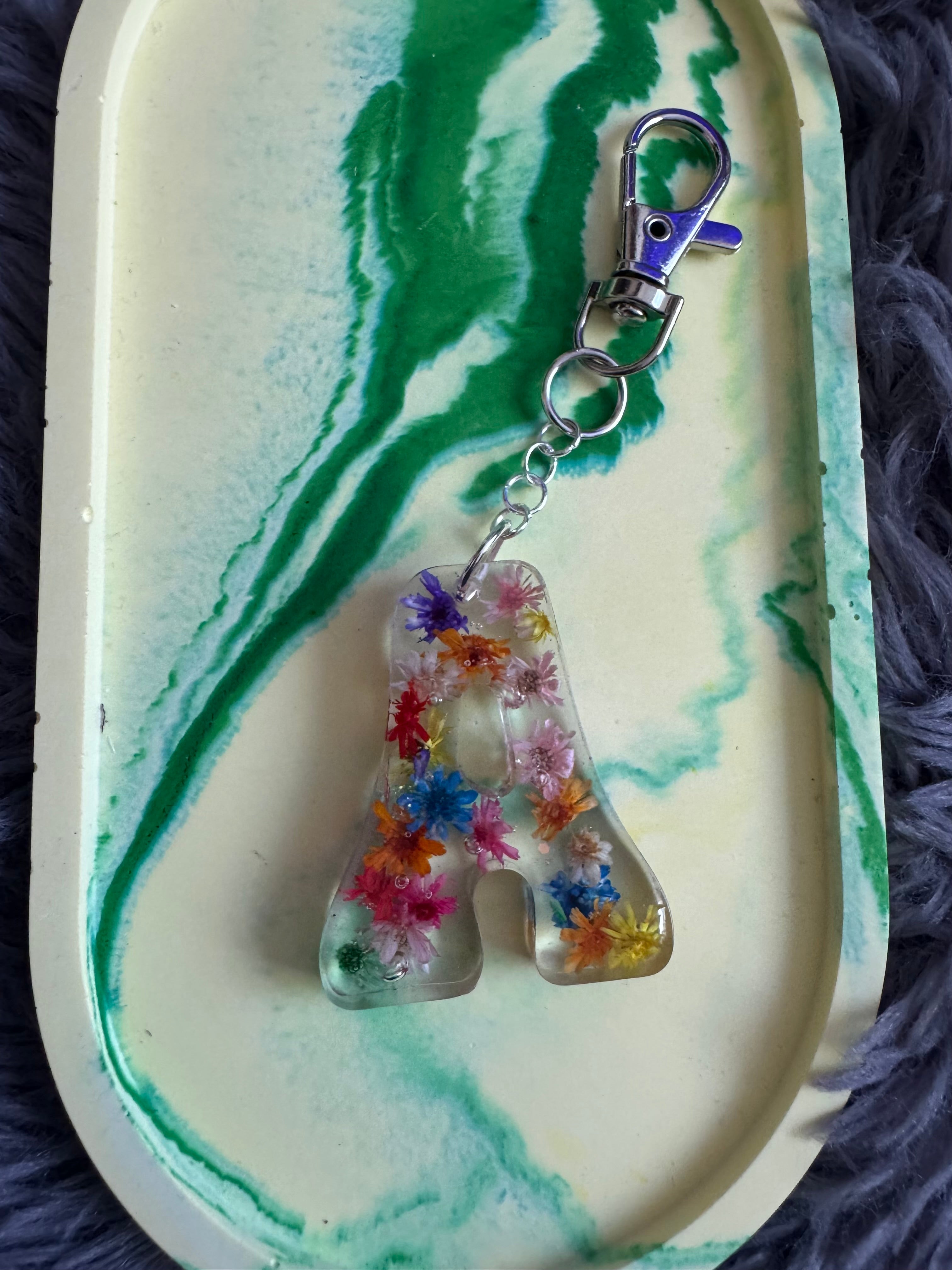Flower letter keyrings