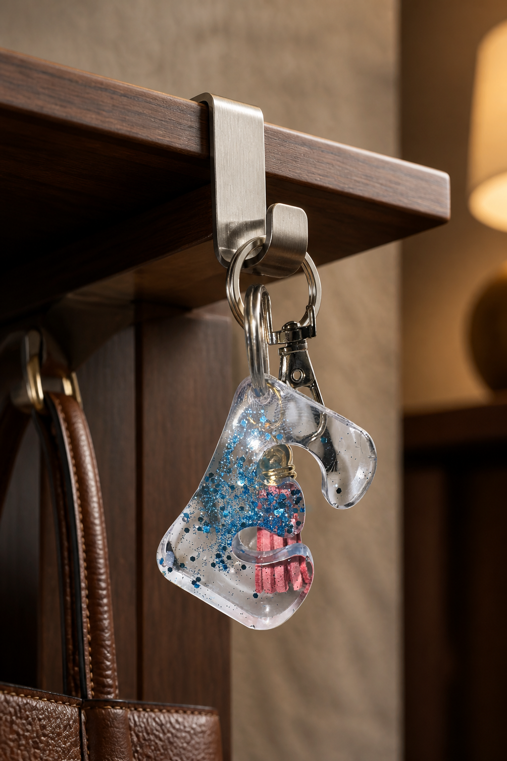 Glitter resin letter keyrings