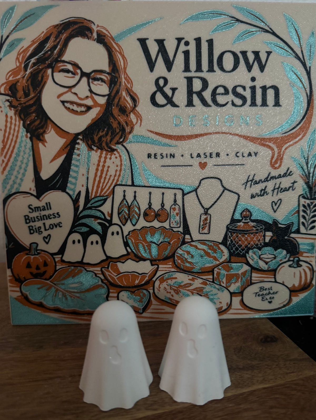Hand poured eco resin ghost ornaments | Willow & Resin Designs