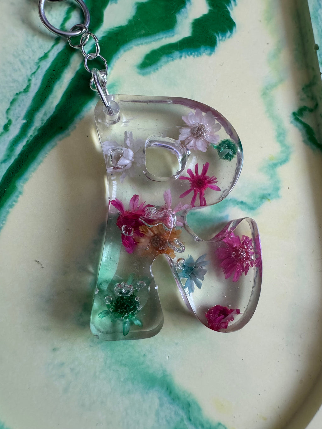 Flower letter keyrings