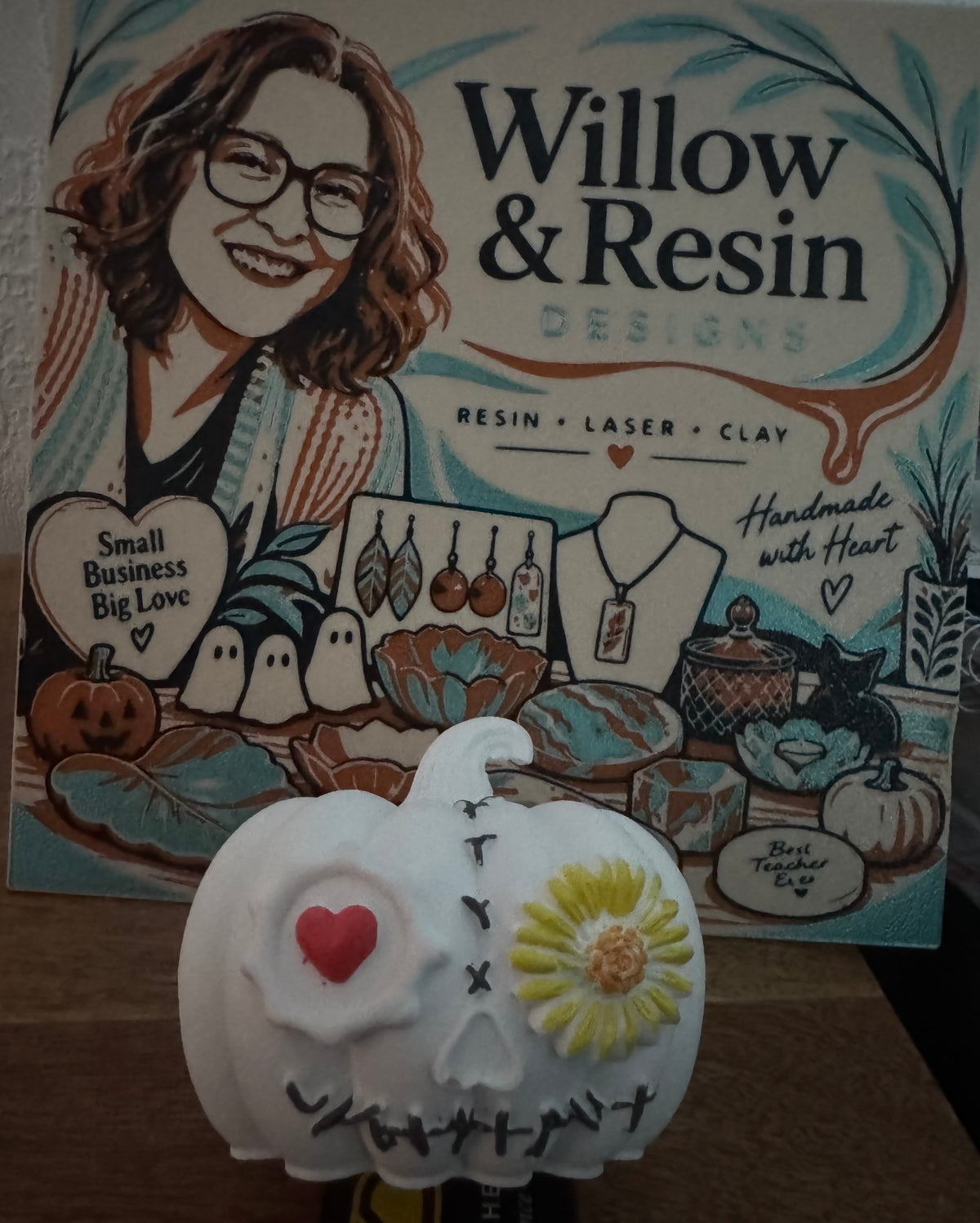 Hand poured eco resin pumpkin head ornament – photo 3 | Willow & Resin Designs