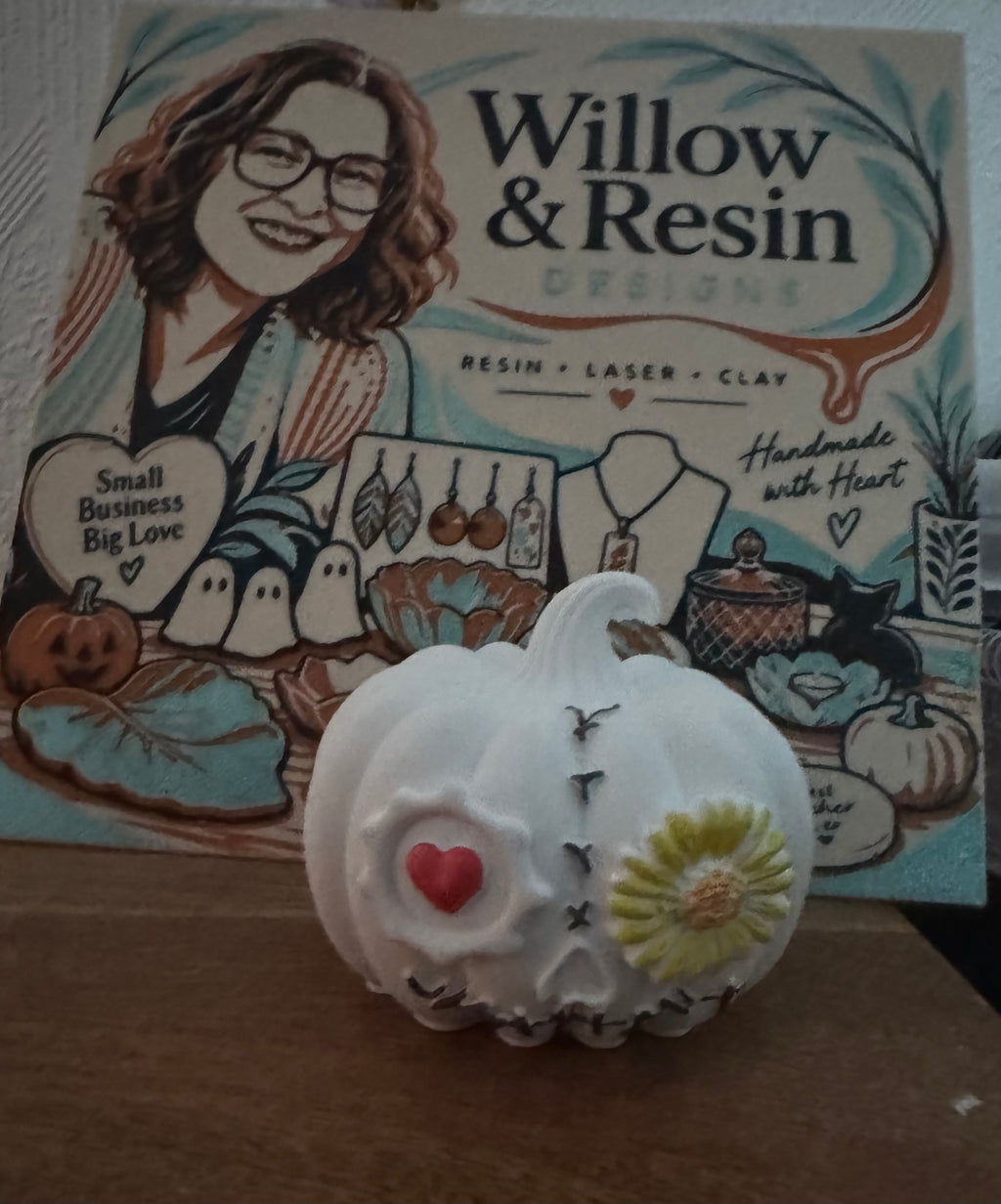 Hand poured eco resin pumpkin head ornament – photo 4 | Willow & Resin Designs