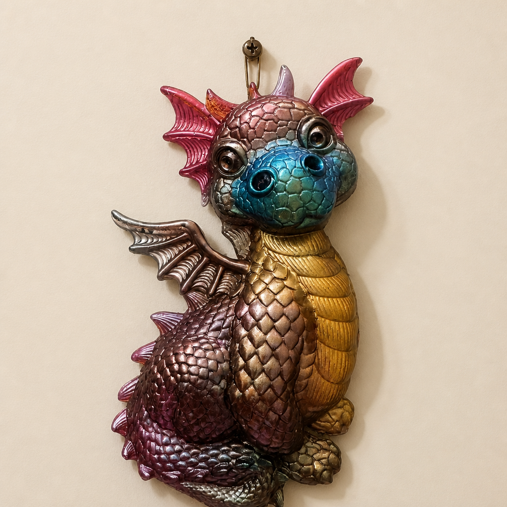 Resin wall hanging multicoloured dragon
