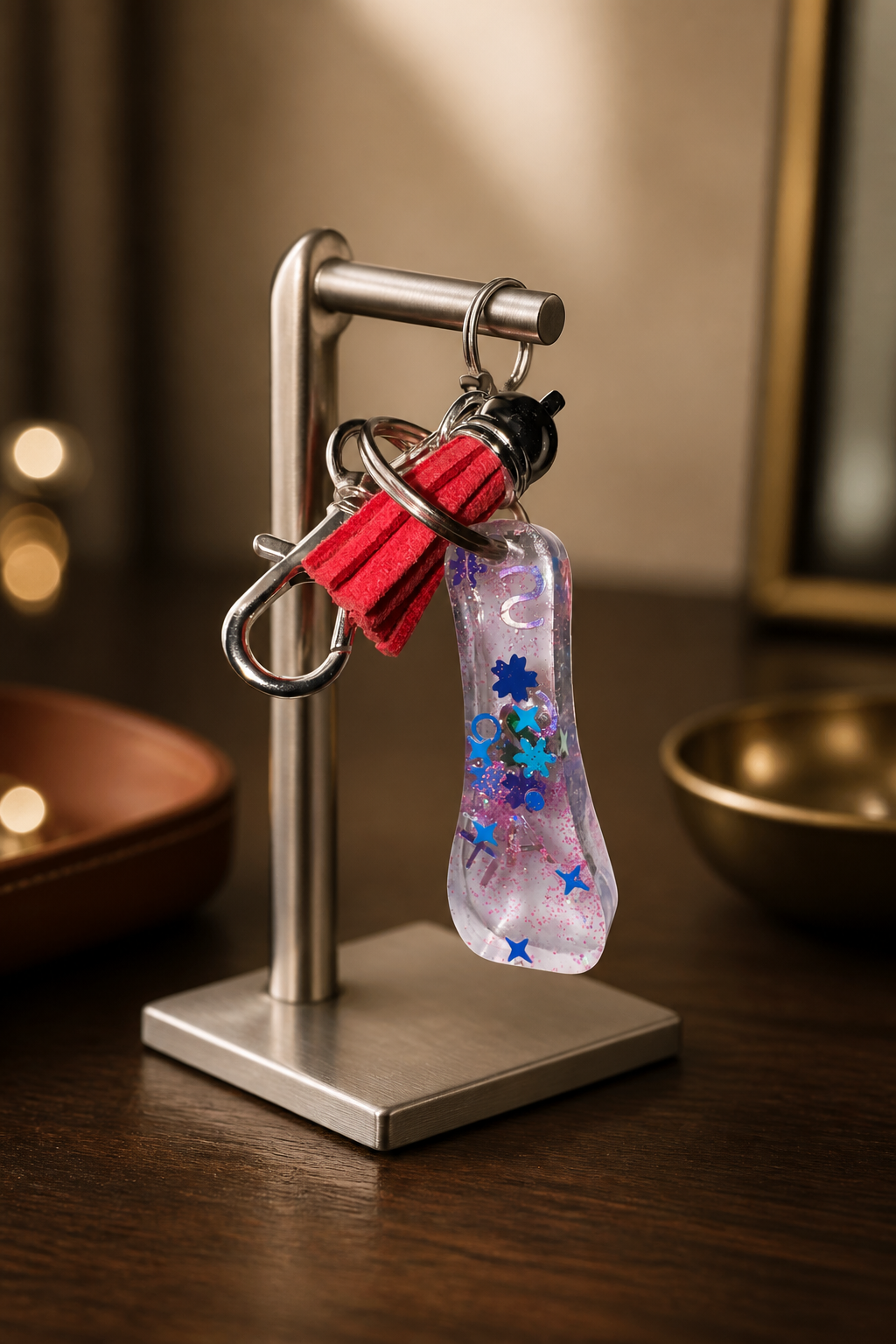 Glitter resin letter keyrings