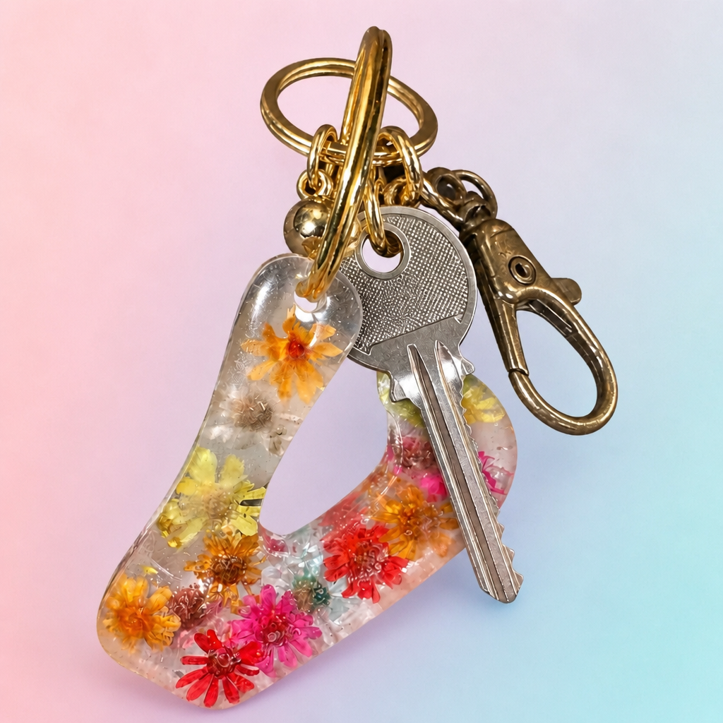 Flower letter keyrings