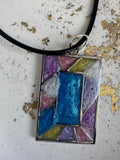 Multicoloured rectangle bezel necklace