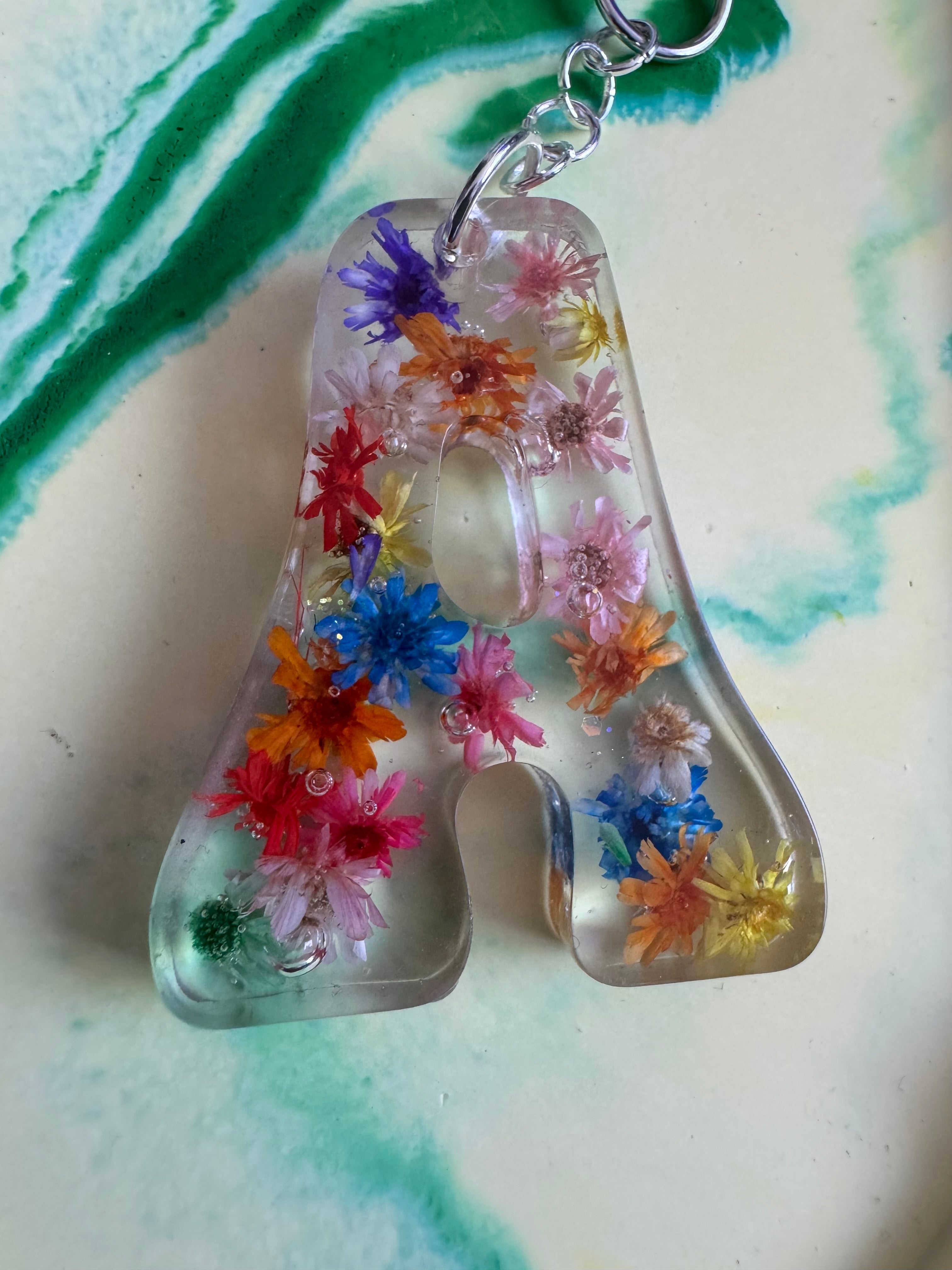 Flower letter keyrings
