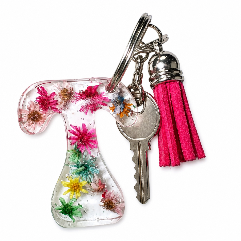 Flower letter keyrings