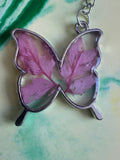Butterfly shaped flower keyring