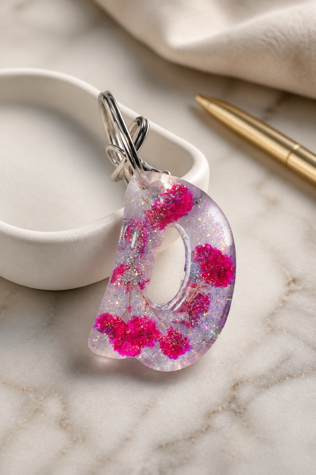 Flower letter keyrings