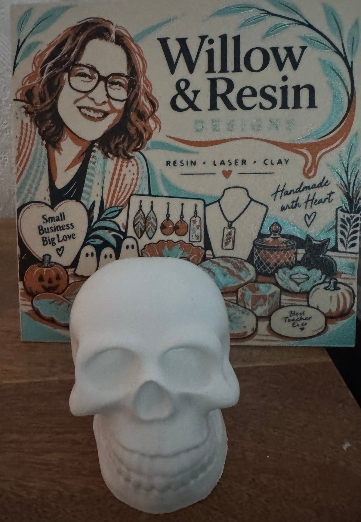 Hand poured eco resin skull ornament | Willow & Resin Designs