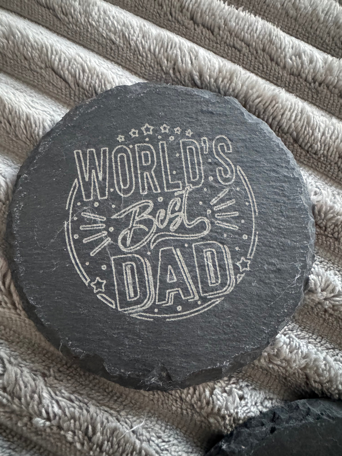 Engraved slate coaster – Worlds best Dad | Willow & Resin Designs