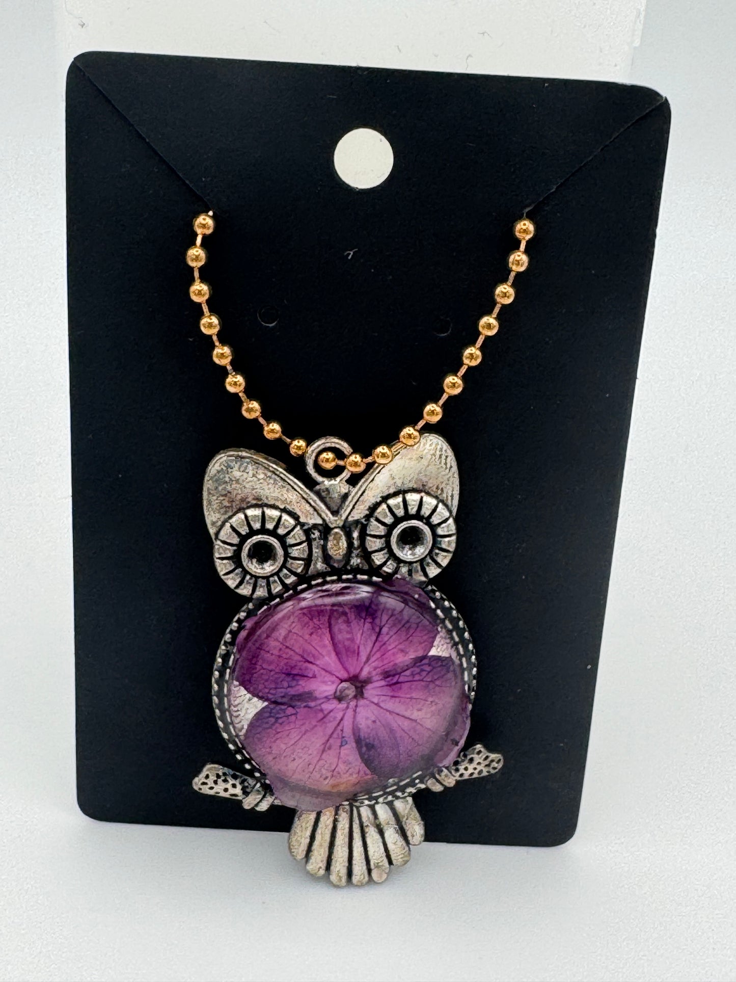 Pink and metal owl bag charm