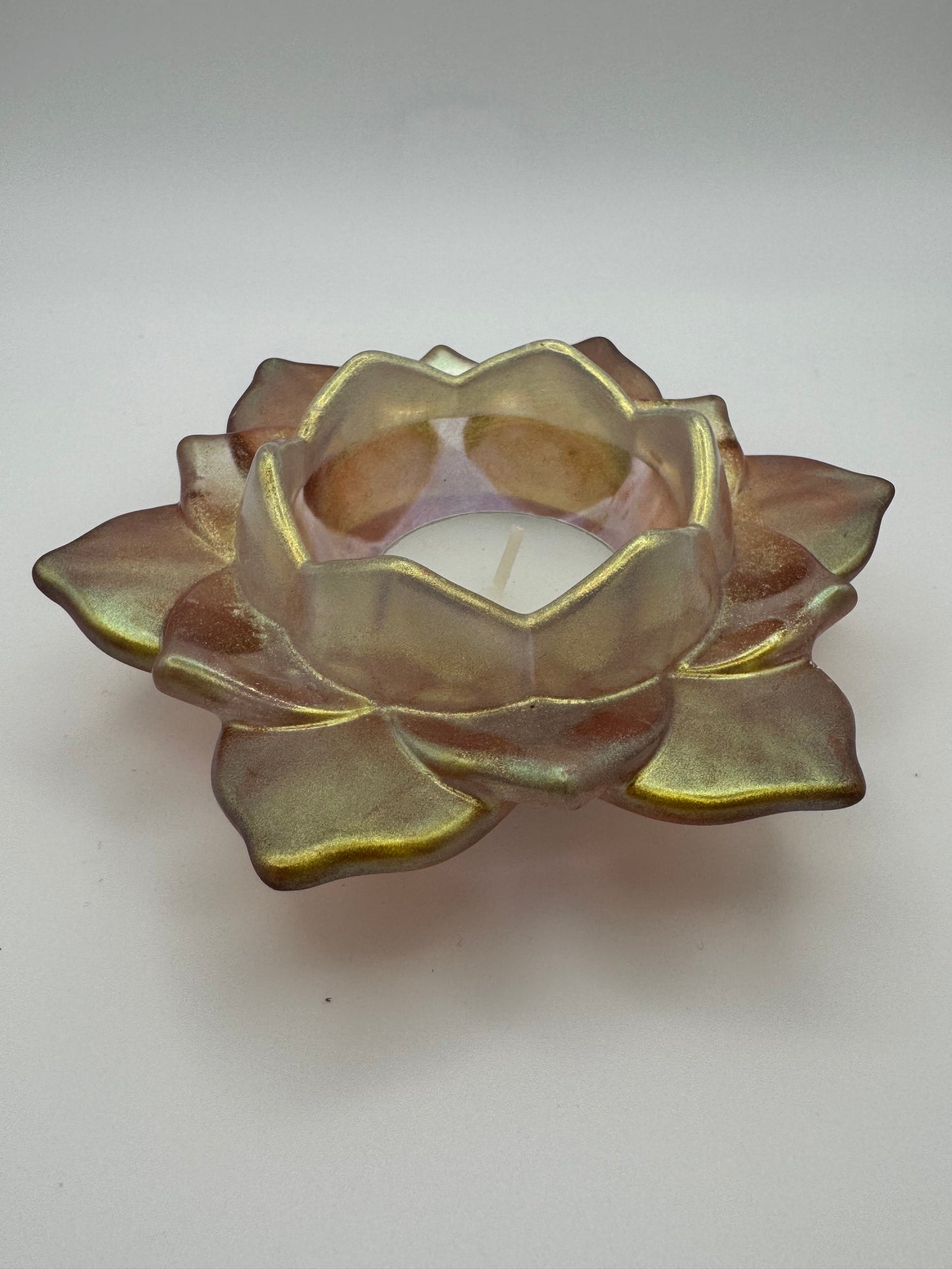 Gold resin lotus flower tealight holder