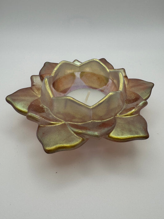 Gold resin lotus flower tealight holder