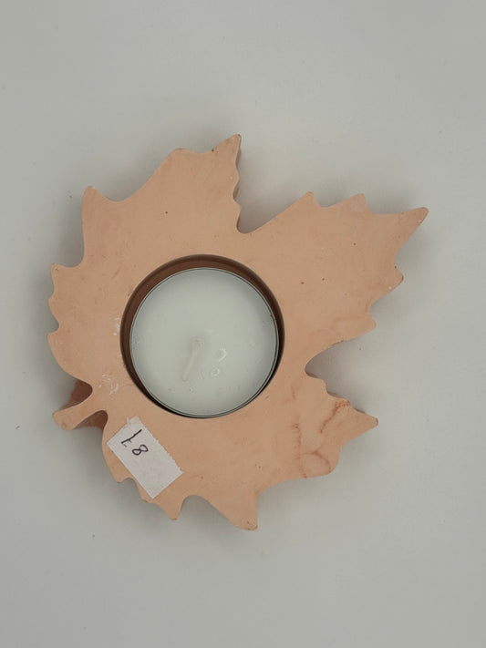 Resincrete orange/brown maple leaf tealight holder