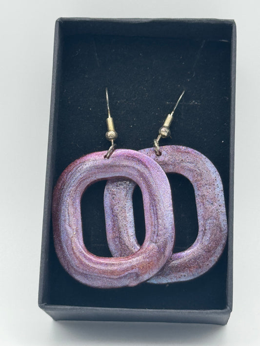 Purple long resin earrings