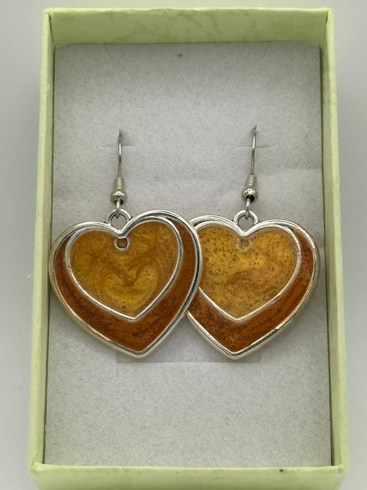 Gold resin and metal bezel earrings