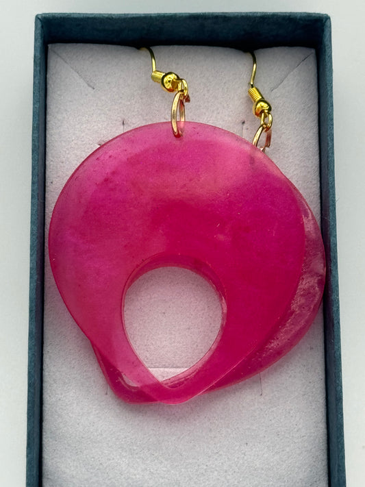 Pink resin long earrings
