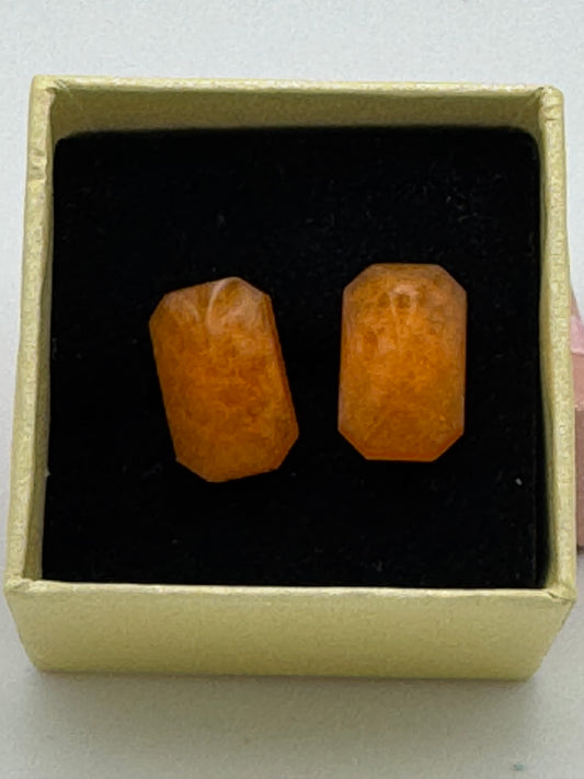 Orange resin stud earrings