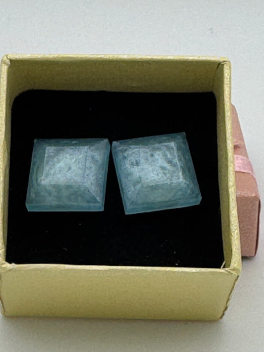 Light Blue resin stud earrings