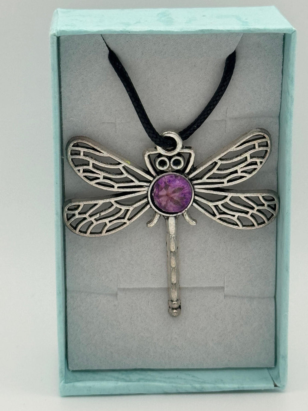 Purple Dragonfly Necklace - Resin Pendant