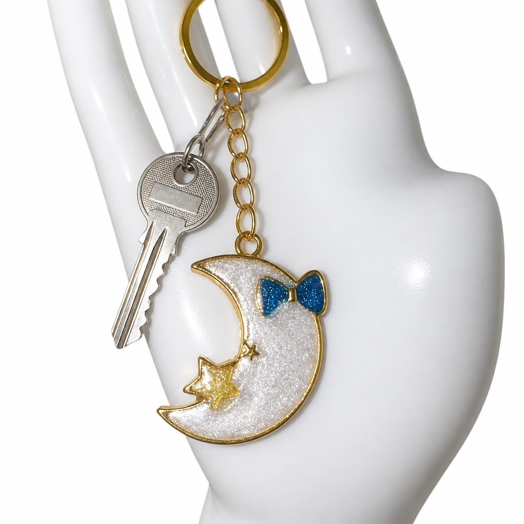 Handmade resin keyrings with metal bezel