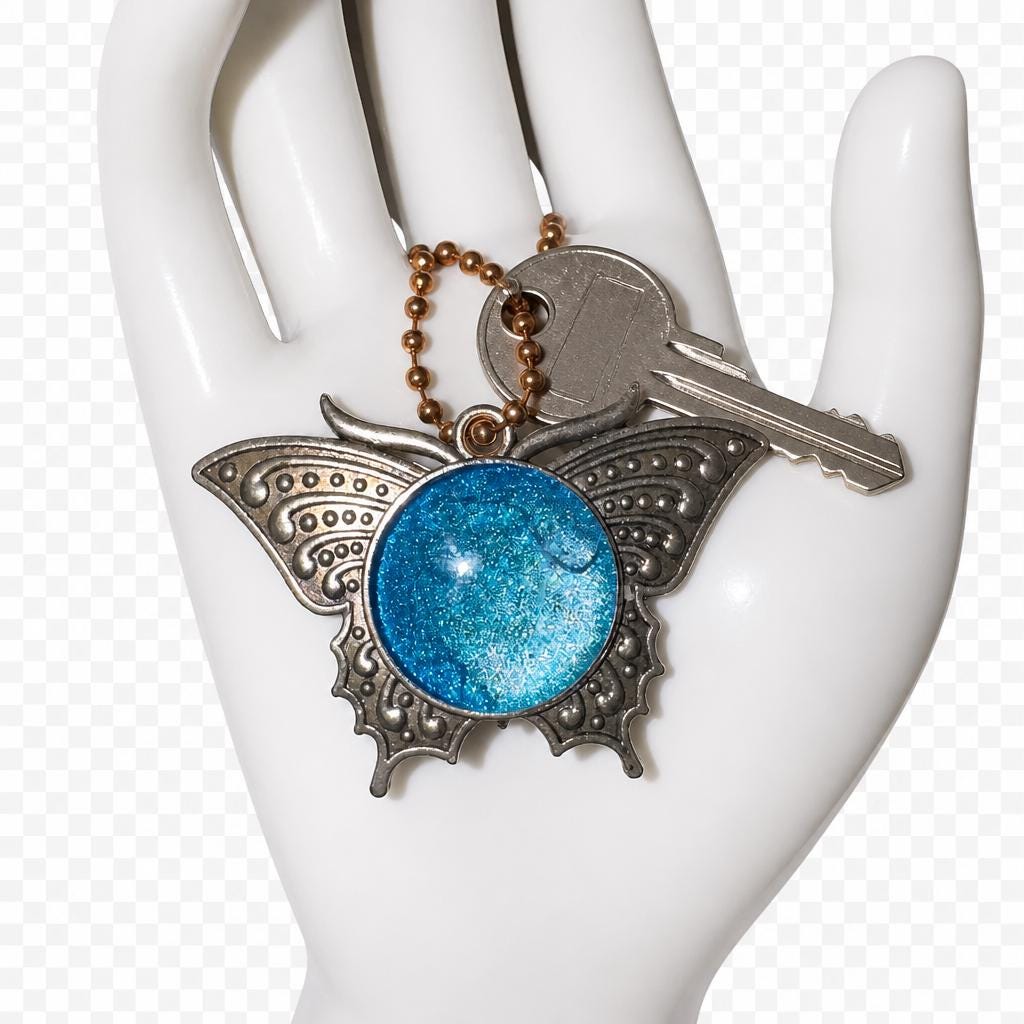 Handmade resin keyrings with solid animal pendant