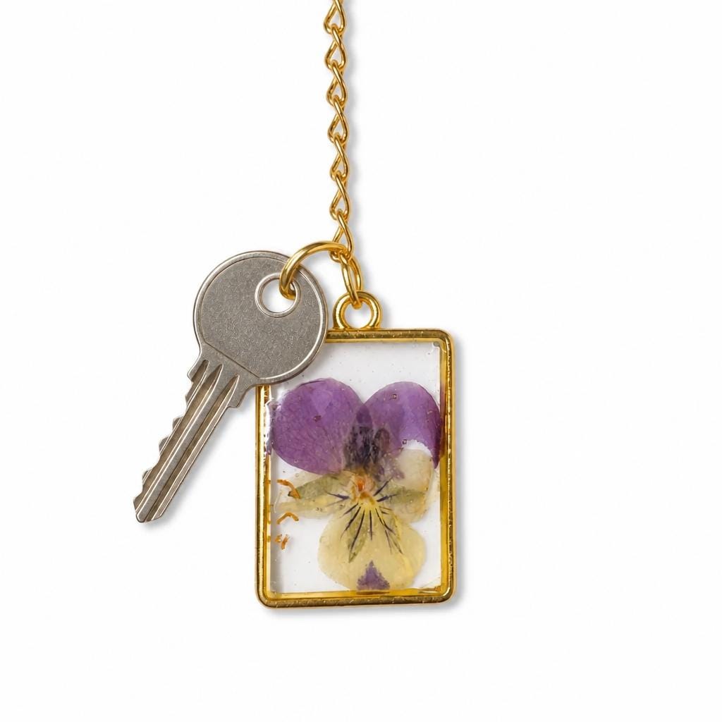 Handmade resin keyrings with metal framing
