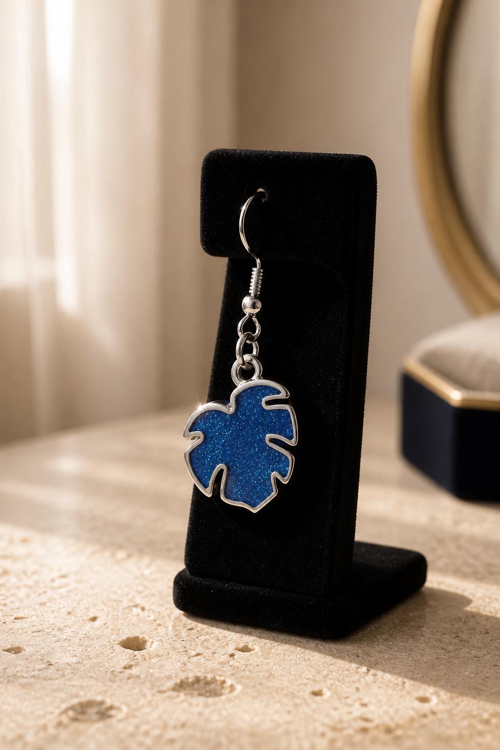 Handmade resin palm leaf earrings