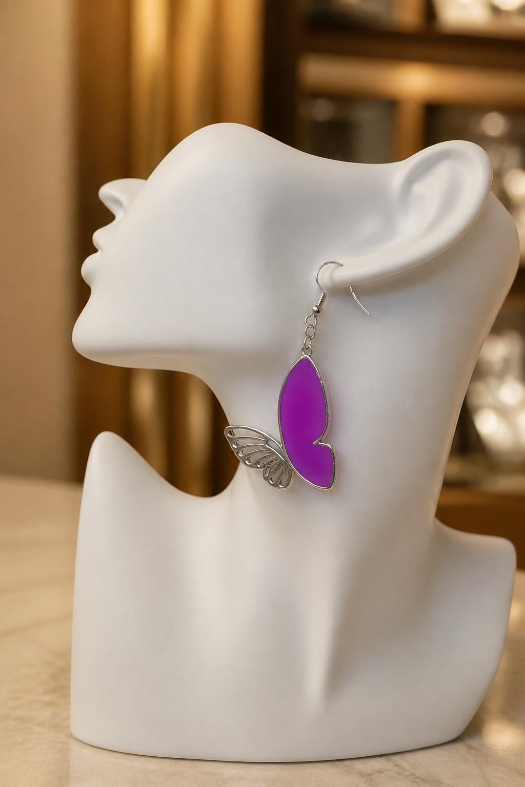 Handmade resin earrings with metal bezels