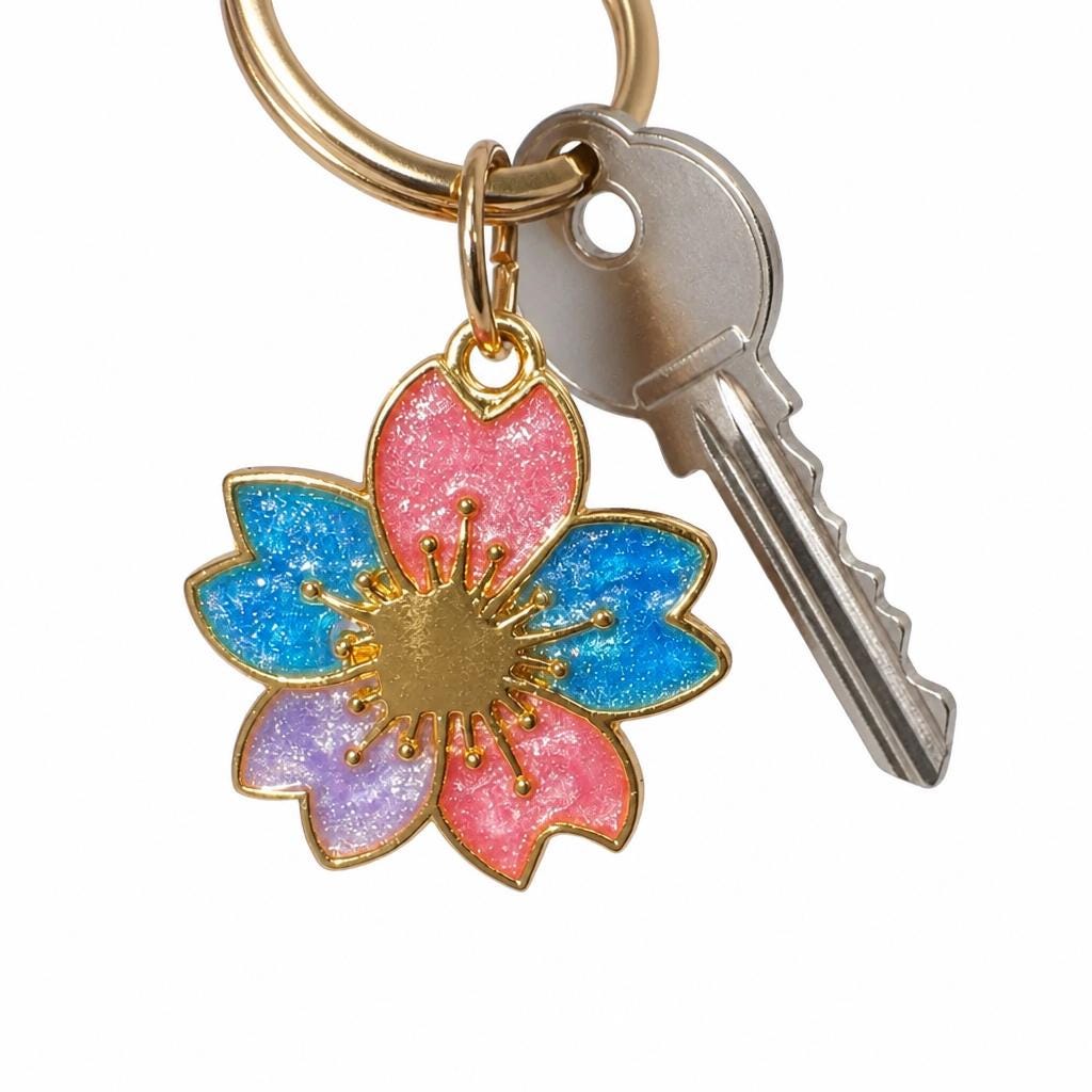 Handmade resin keyrings with metal bezel