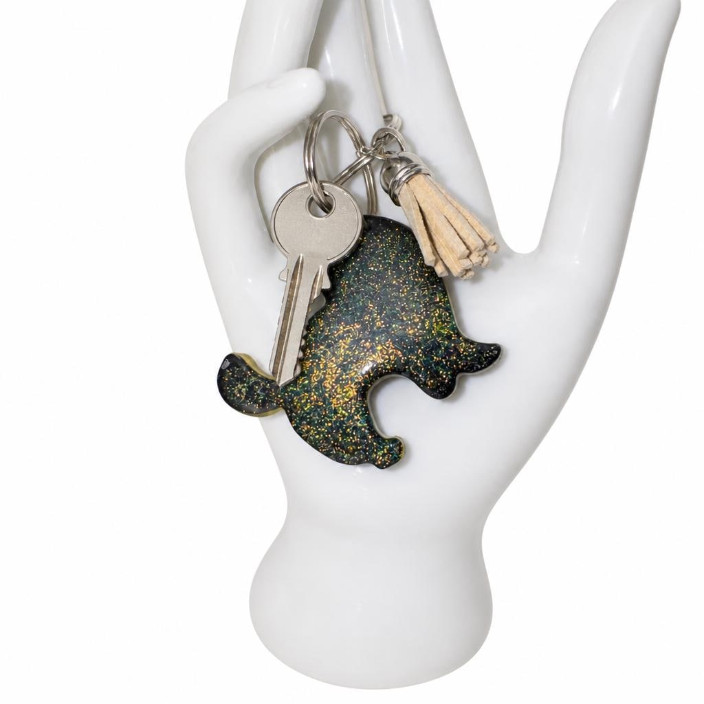Handmade resin cat keyrings