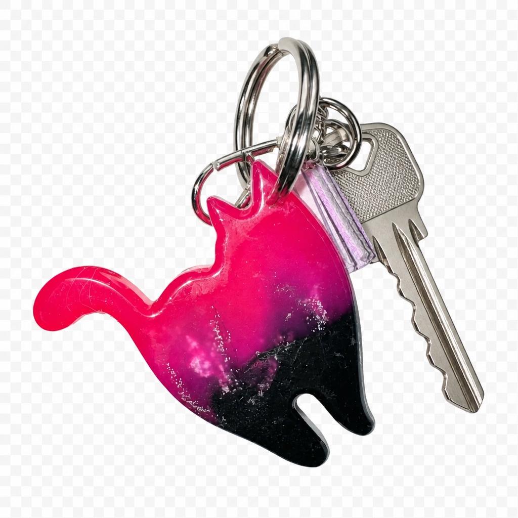 Handmade resin cat keyrings