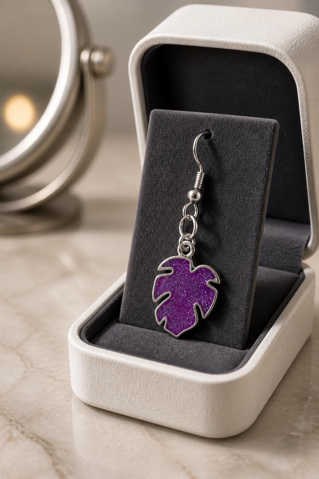 Handmade resin palm leaf earrings